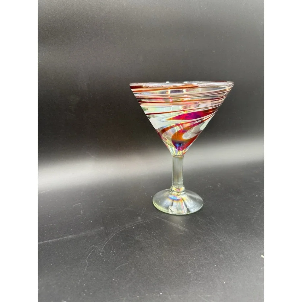 Hand Blown Pink White Orange Swirl Mexican Martini Glass – Recycled Art Glass